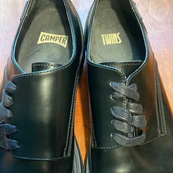 Camper TWINS Black Leather Lace-up Oxford Shoe EU 41 Mens Size 8 Women's Size 10
