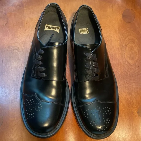 Camper TWINS Black Leather Lace-up Oxford Shoe EU 41 Mens Size 8 Women's Size 10