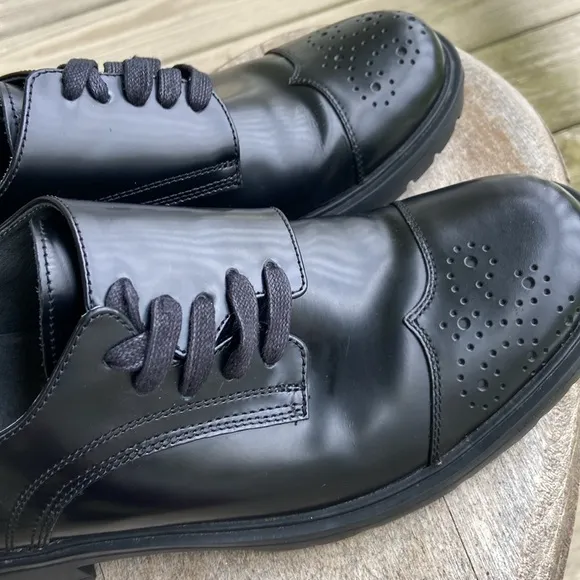 Camper TWINS Black Leather Lace-up Oxford Shoe EU 41 Mens Size 8 Women's Size 10