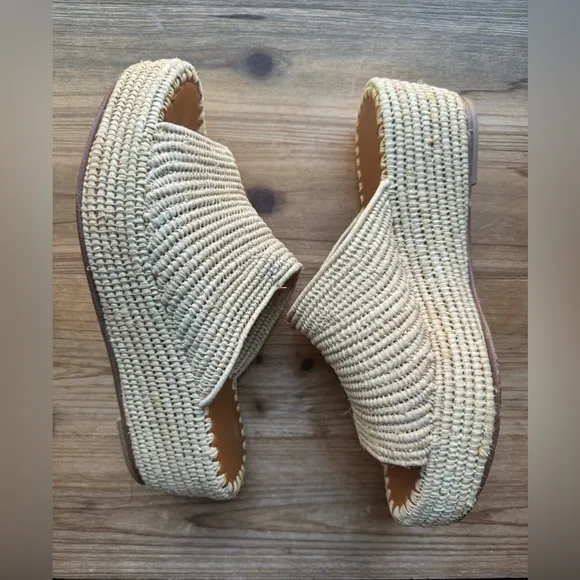 Carrie Forbes KARIM Woven Rafia Shoes Sandals 38 7.5 8