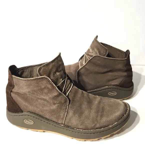 Chaco Otis Canvas Leather Nurl Shitake Performance Ankle Boots Men's Size 11 EUC