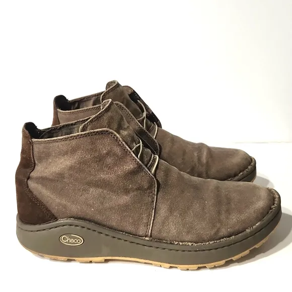 Chaco Otis Canvas Leather Nurl Shitake Performance Ankle Boots Men's Size 11 EUC