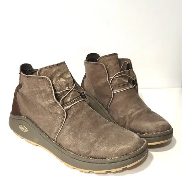 Chaco Otis Canvas Leather Nurl Shitake Performance Ankle Boots Men's Size 11 EUC
