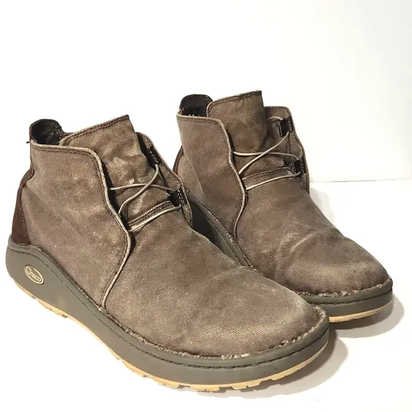 Chaco Otis Canvas Leather Nurl Shitake Performance Ankle Boots Men's Size 11 EUC