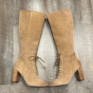 Charles David tall suede leather nude tan heeled boots size 8