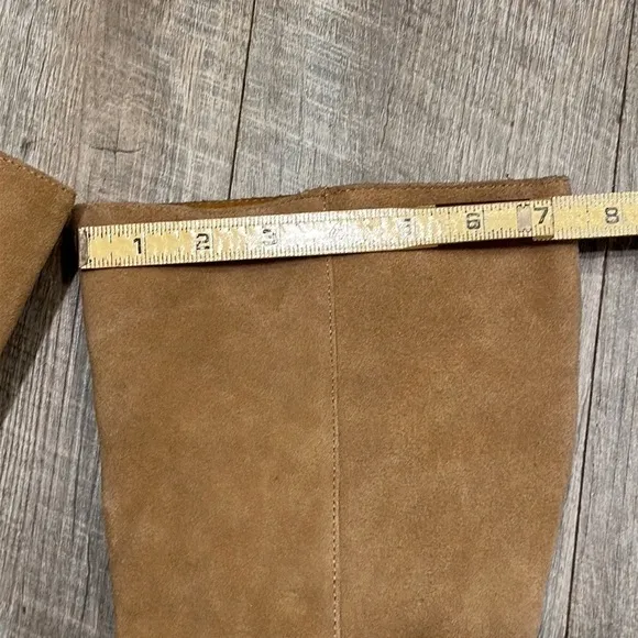 Charles David tall suede leather nude tan heeled boots size 8