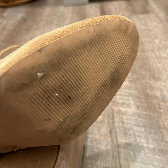 Charles David tall suede leather nude tan heeled boots size 8