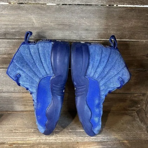 Childrens Kids Nike Jordan 12 Retro Deep Royal Blue Shoes Sneakers Size 1 Y GUC‎