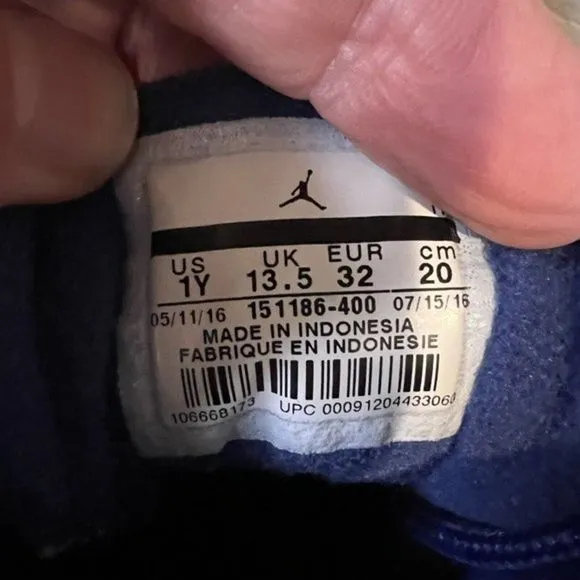 Childrens Kids Nike Jordan 12 Retro Deep Royal Blue Shoes Sneakers Size 1 Y GUC‎