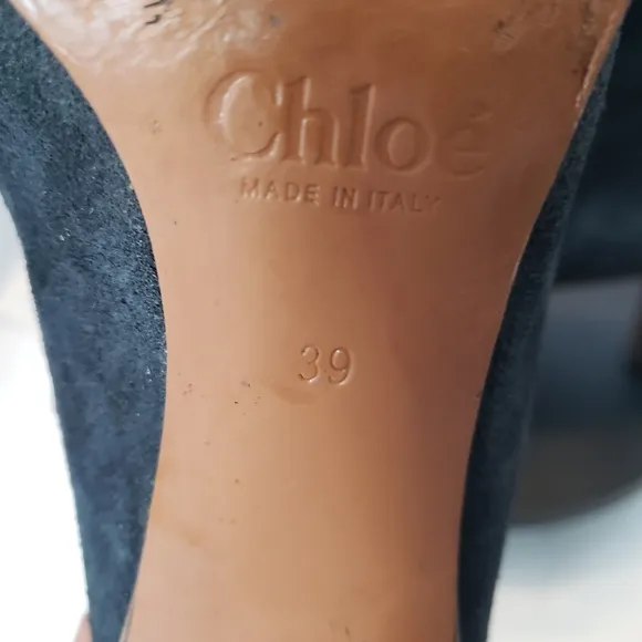 Chloe Kole Suede Leather Asymmetrical Fold Heel Boots Size 39 US 9  Blue
