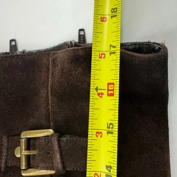 Chocolate Brown Buckle Suede Tall Riding Boots Brass Sarasota Aerosoles Size 8.5