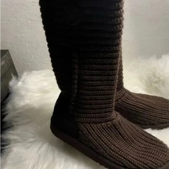 Chocolate Brown Ugg  Classic Cardi  Sweater Boots Size 5