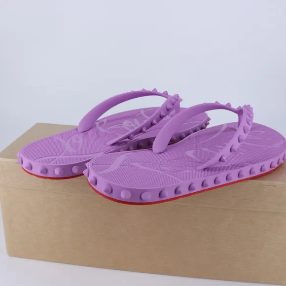 Christian Louboutin 40 Super Loubi Flip Donna Peony Spike Purple Flip Flops E844