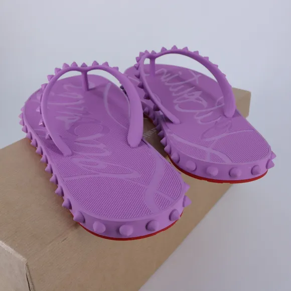 Christian Louboutin 40 Super Loubi Flip Donna Peony Spike Purple Flip Flops E844