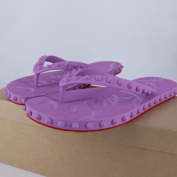 Christian Louboutin 40 Super Loubi Flip Donna Peony Spike Purple Flip Flops E844