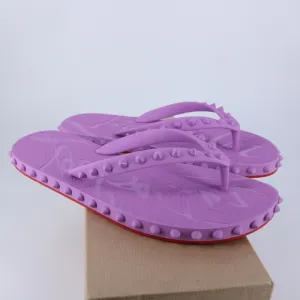 Christian Louboutin 40 Super Loubi Flip Donna Peony Spike Purple Flip Flops E844