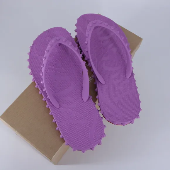 Christian Louboutin 40 Super Loubi Flip Donna Peony Spike Purple Flip Flops E844