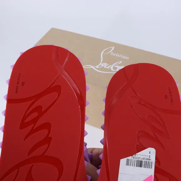 Christian Louboutin 40 Super Loubi Flip Donna Peony Spike Purple Flip Flops E844