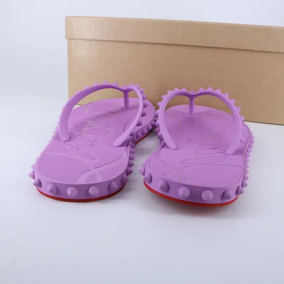 Christian Louboutin 40 Super Loubi Flip Donna Peony Spike Purple Flip Flops E844