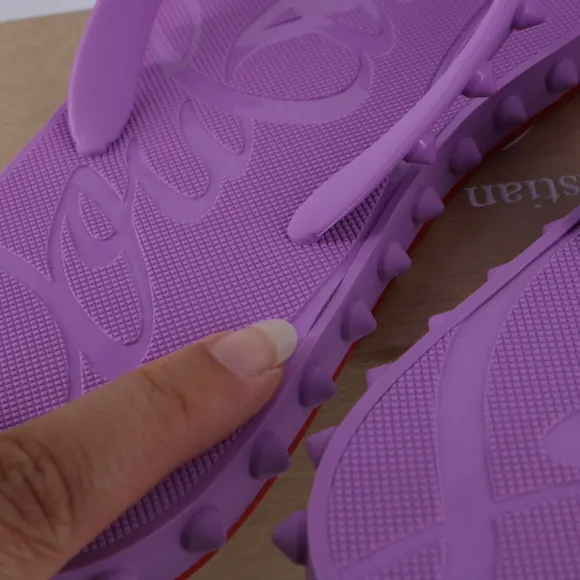 Christian Louboutin 40 Super Loubi Flip Donna Peony Spike Purple Flip Flops E844