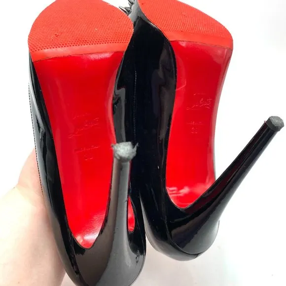 Christian Louboutin Asteroid 140 Black Patent Suede Heels 38