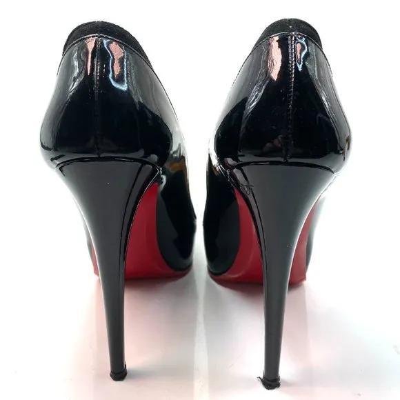 Christian Louboutin Asteroid 140 Black Patent Suede Heels 38