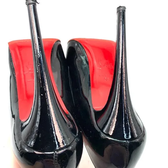 Christian Louboutin Asteroid 140 Black Patent Suede Heels 38