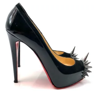 Christian Louboutin Asteroid 140 Black Patent Suede Heels 38