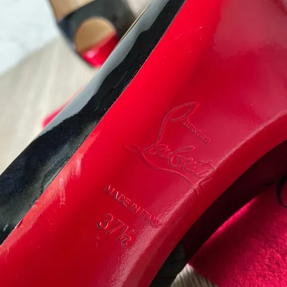 Christian Louboutin Lady Peep 150 Black Patent Leather Heels – Size 37.5
