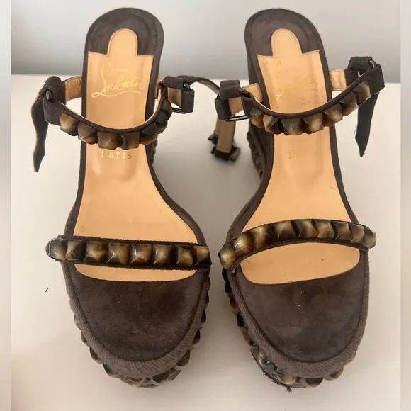 Christian louboutin women’s shoes Veau Velours Cataclou 120 Wedge Sandals