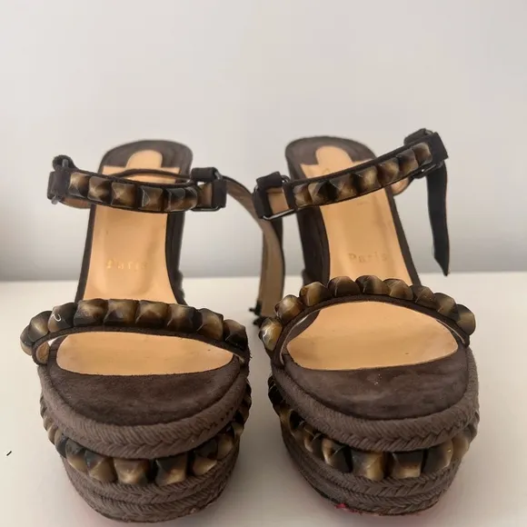 Christian louboutin women’s shoes Veau Velours Cataclou 120 Wedge Sandals