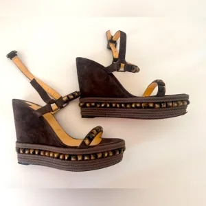 Christian louboutin women’s shoes Veau Velours Cataclou 120 Wedge Sandals
