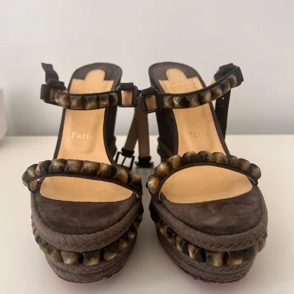 Christian louboutin women’s shoes Veau Velours Cataclou 120 Wedge Sandals