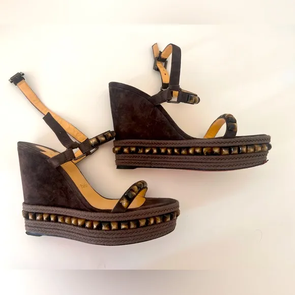 Christian louboutin women’s shoes Veau Velours Cataclou 120 Wedge Sandals