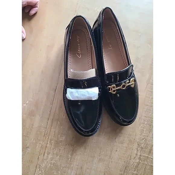 Circus NY Sam Edelman Womens 9.5 Deana Platform Loafer Black Patent Leather NEW