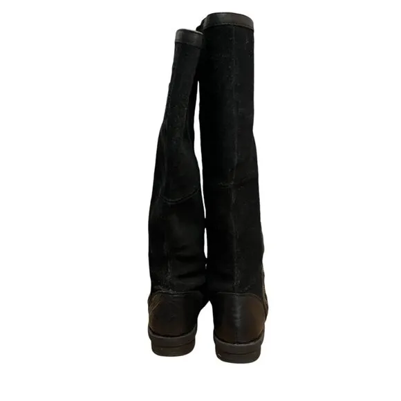 Clarks Black Nikki Park Suede Leather Side Zip Tall Equestrian Boots Size 8.5