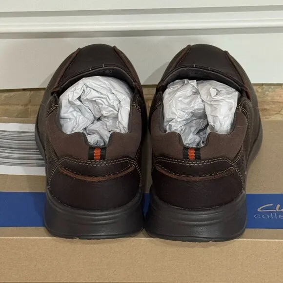 Clarks Collection Cotrell Step Brown Oily Leather Slip-On Loafer Shoes 12W