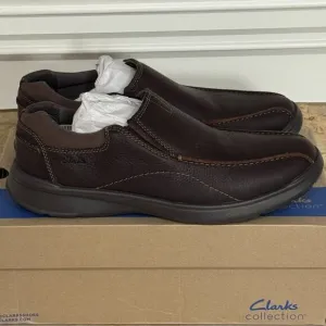 Clarks Collection Cotrell Step Brown Oily Leather Slip-On Loafer Shoes 12W