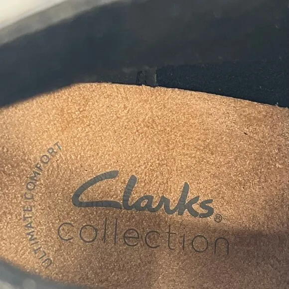 Clarks Emily 2 Kaylie black leather side zip booties shoes