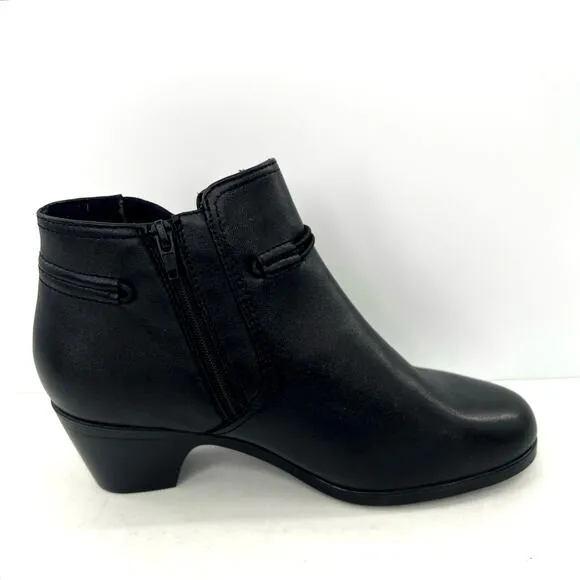 Clarks Emily 2 Kaylie black leather side zip booties shoes