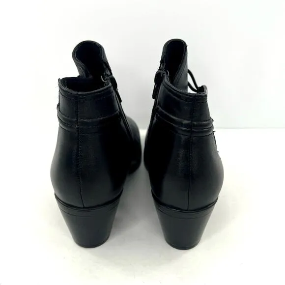 Clarks Emily 2 Kaylie black leather side zip booties shoes