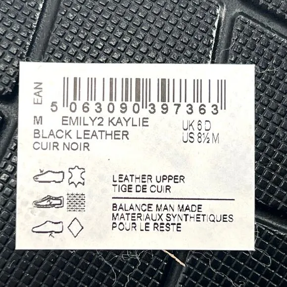 Clarks Emily 2 Kaylie black leather side zip booties shoes
