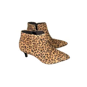 Clarks Linvale Judith Suede Leopard  Pointed Toe Heel Ankle Boots Size 7.5