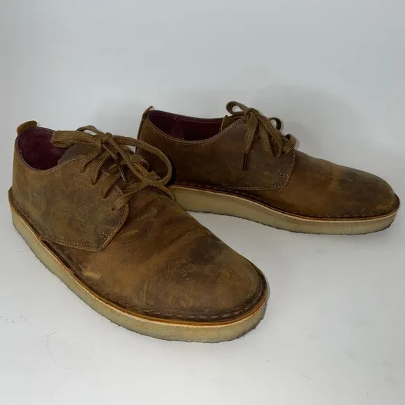 Clarks Originals Men's Coal London Beeswax Brown Leather Oxford Shoes Size 8
