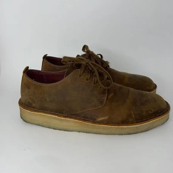 Clarks Originals Men's Coal London Beeswax Brown Leather Oxford Shoes Size 8