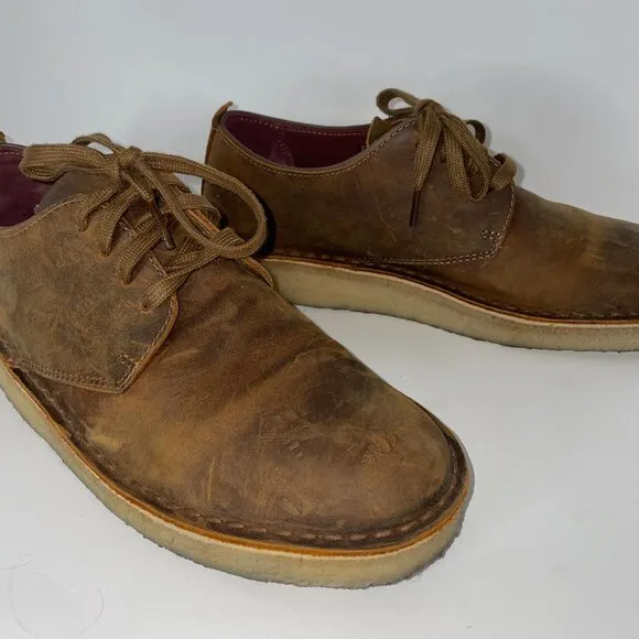 Clarks Originals Men's Coal London Beeswax Brown Leather Oxford Shoes Size 8