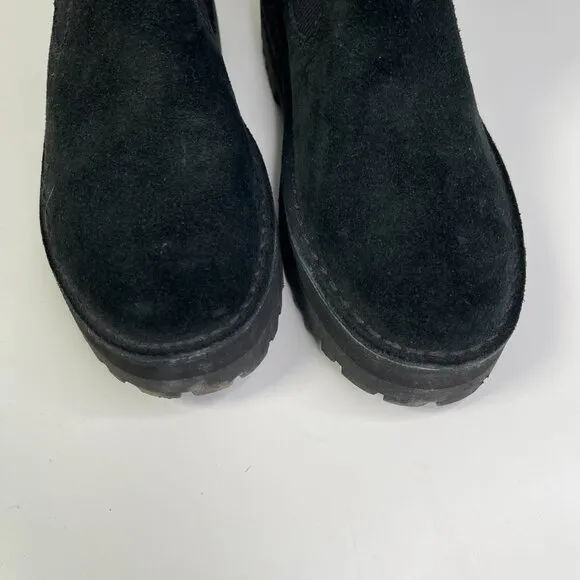 Clarks Originals Women's Black Suede Rock Knit Chelsea Pull Up Boots US Size 7.5
