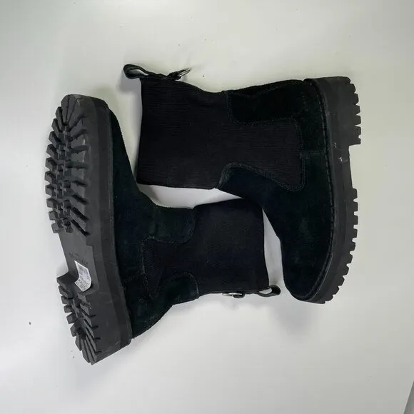 Clarks Originals Women's Black Suede Rock Knit Chelsea Pull Up Boots US Size 7.5