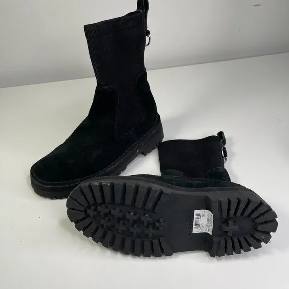 Clarks Originals Women's Black Suede Rock Knit Chelsea Pull Up Boots US Size 7.5