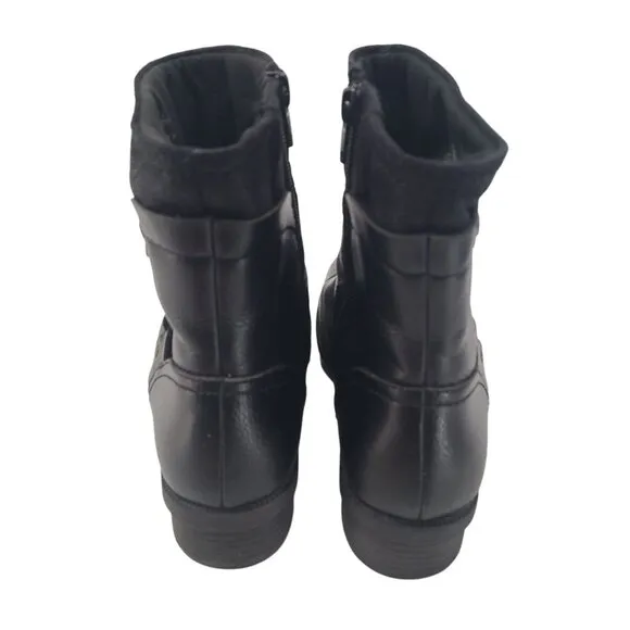 Clarks Riddle Avant Ankle Boots Booties Womens Size 7 Black Leather Moto Biker